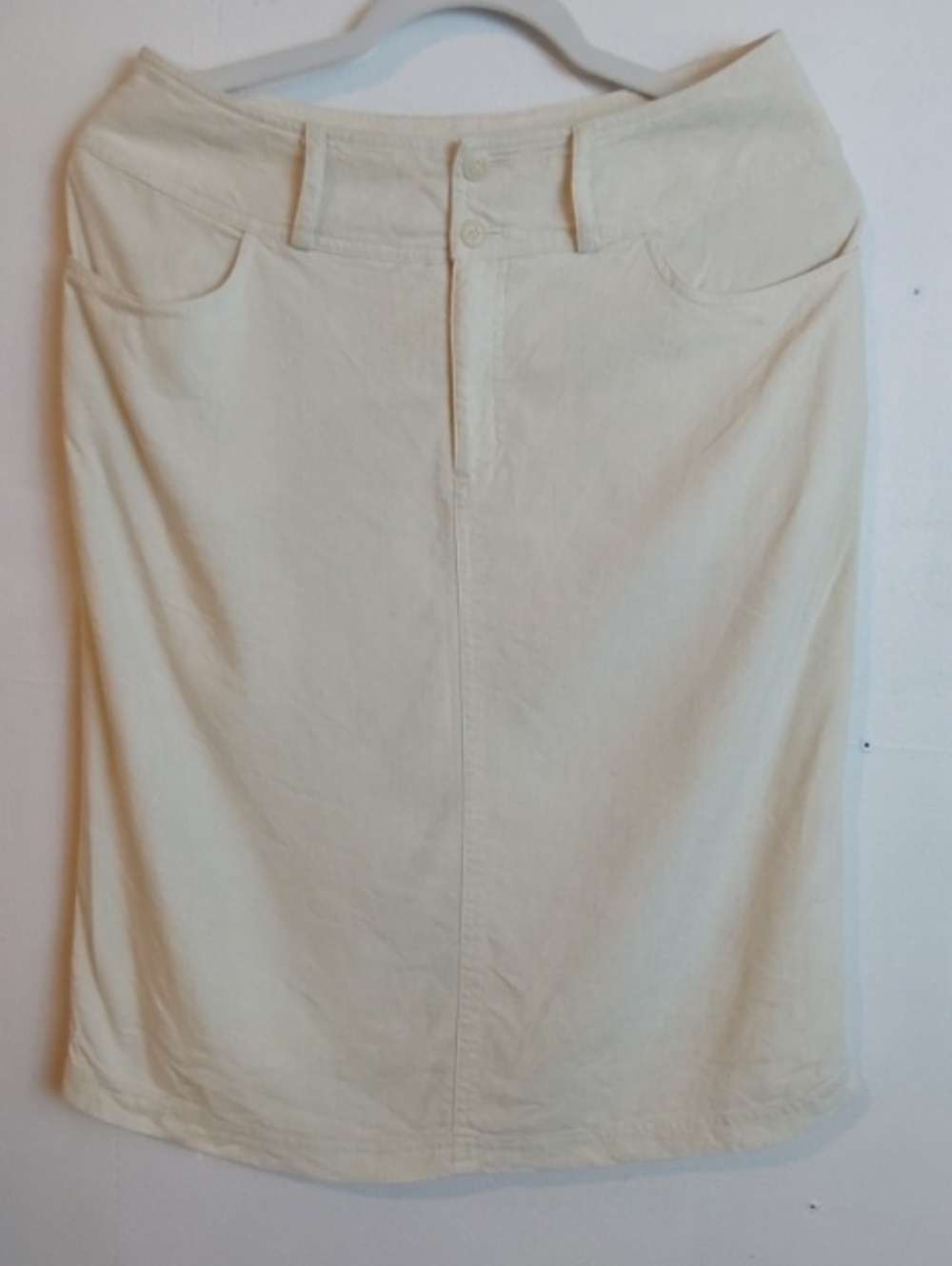 J.JILL- Womens Linen Cream Textured Mini Skirt Pockets Neutral Minimalist Sz.8